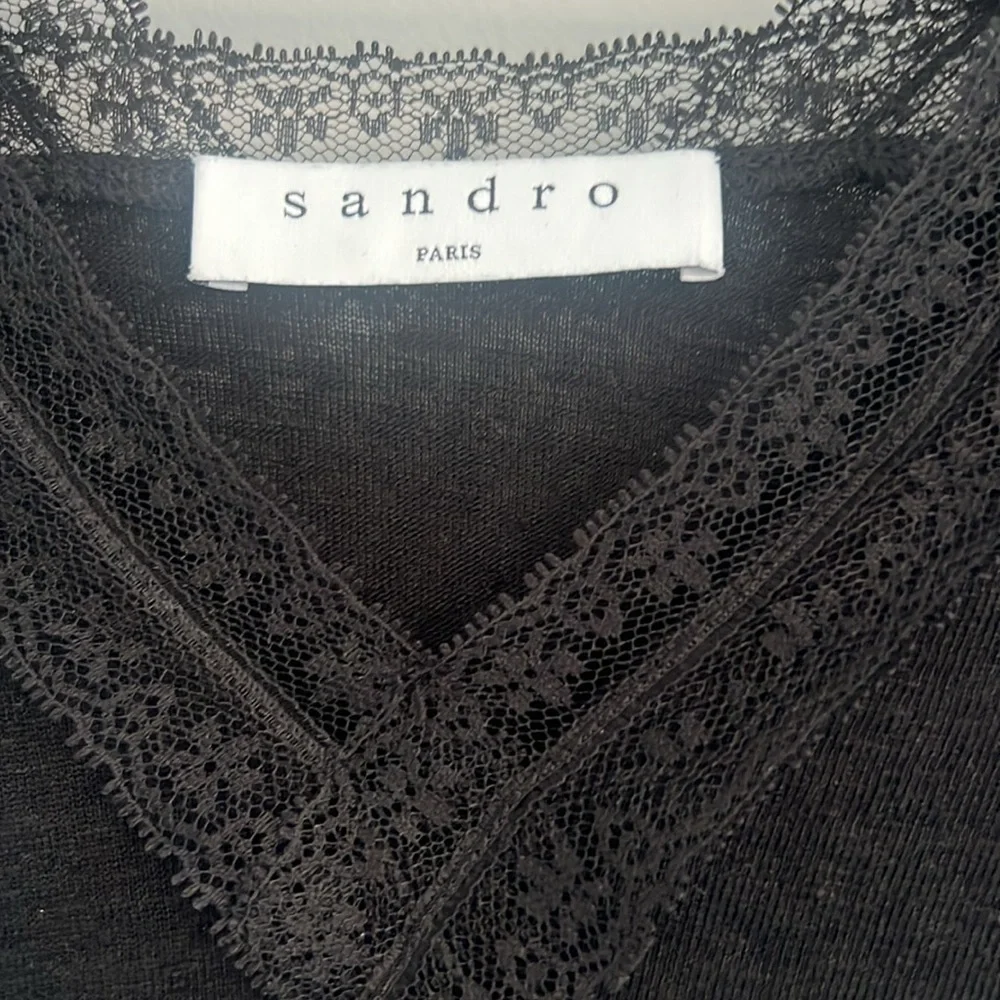 Sandro black lace top. - Picture 2 of 5